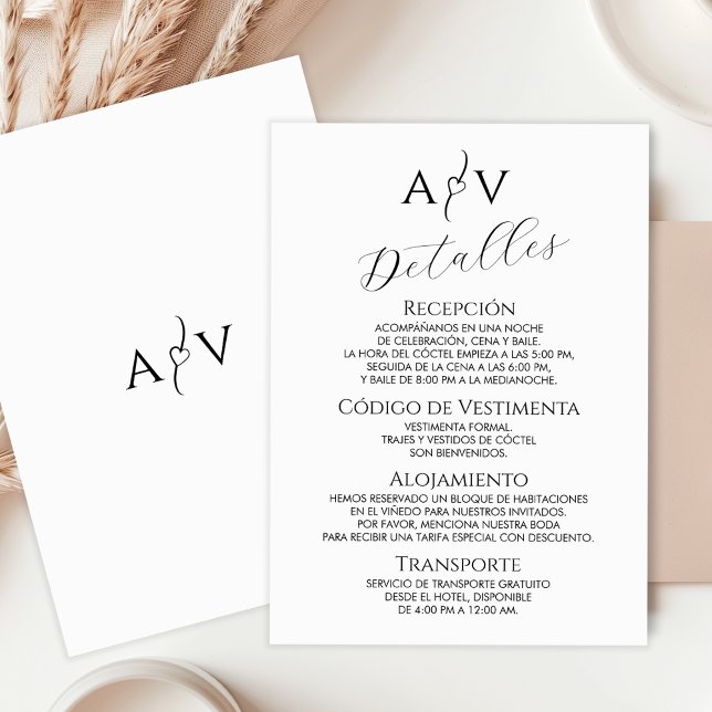 Nuestra Boda Wedding The Details Detalles Elegante Begleitkarte (Von Creator hochgeladen)