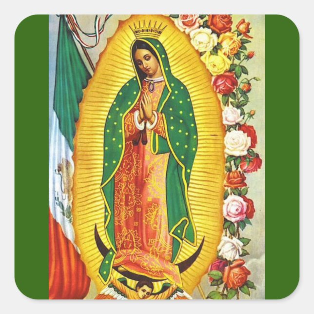 Nuestra Señora de Guadalupe Quadratischer Aufkleber (Vorderseite)