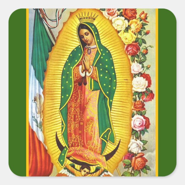 Nuestra Señora de Guadalupe Quadratischer Aufkleber (Vorderseite)