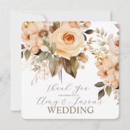 Nuetral Beige Botanische Hochzeit braun Dankeskarte