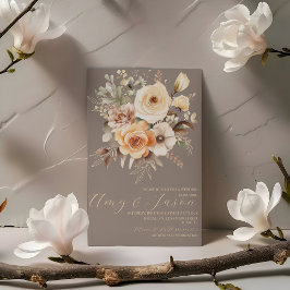 Nuetral Beige Botanische Hochzeit Einladung