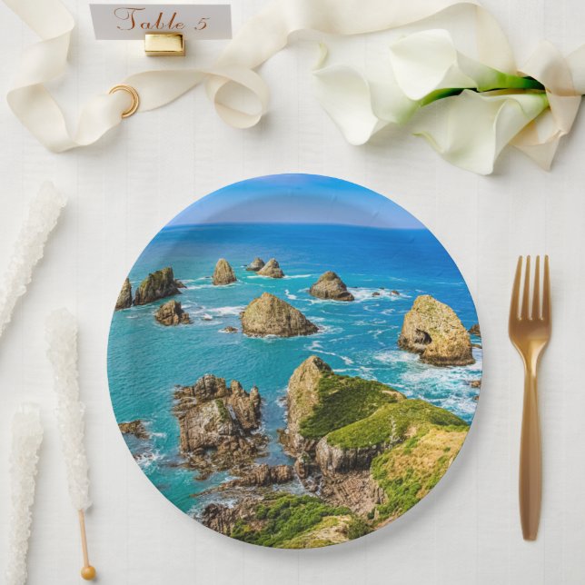 Nugget Point Inseln, Neuseeland Pappteller (Hochzeit)