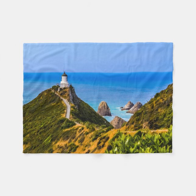 Nugget Point Leuchtturm, Neuseeland Fleecedecke (Vorderseite (Horizontal))