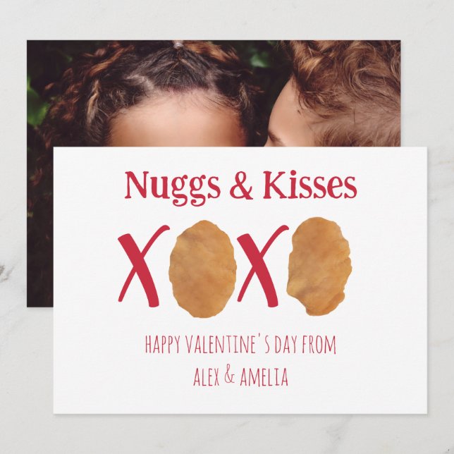 Nuggs & Kisses Chicken Nuggets Pun Valentine Foto (Vorne/Hinten)