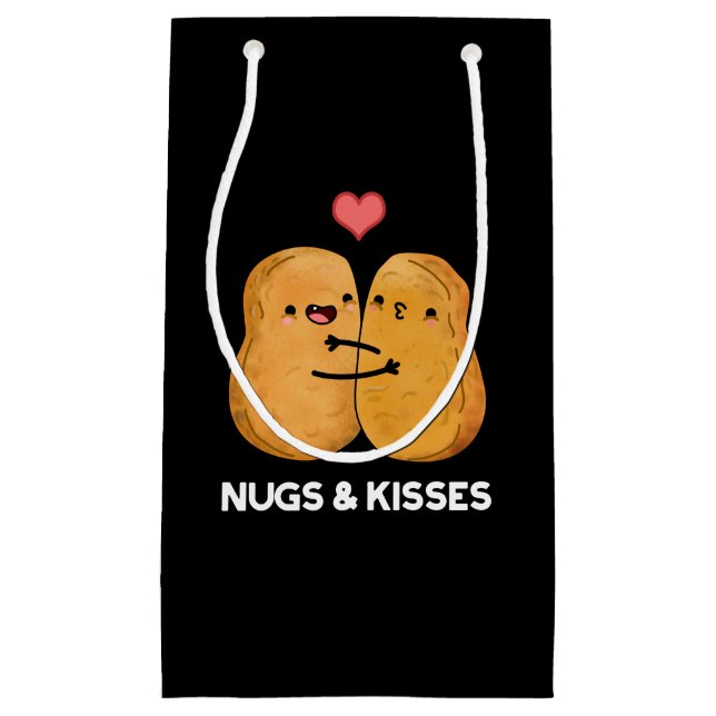 Nugs and Kisses Funny Chicken Nugget Pun Dark BG Kleine Geschenktüte (Vorderseite)