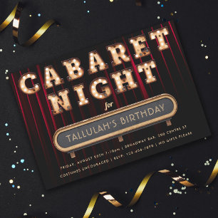 Nuit cabaret Anniversaire Fête Invitation