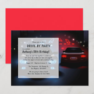 Nuit Conduite Par Anniversaire Fête Invitation