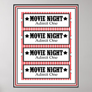 Nuit de cinéma Admettre un poster 16 x 20