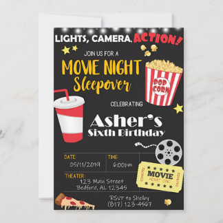 Nuit de cinéma Invitation d'anniversaire | Movie P