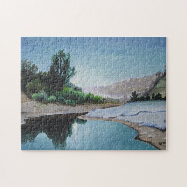 Nuit éclairée par la lune de puzzle dans le bois (Horizontal)