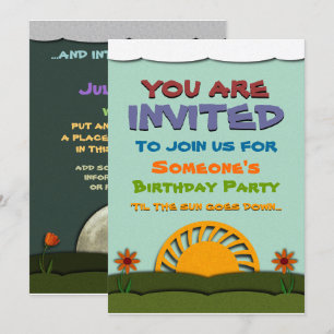 Nuit et Jour Anniversaire Fête Invitations