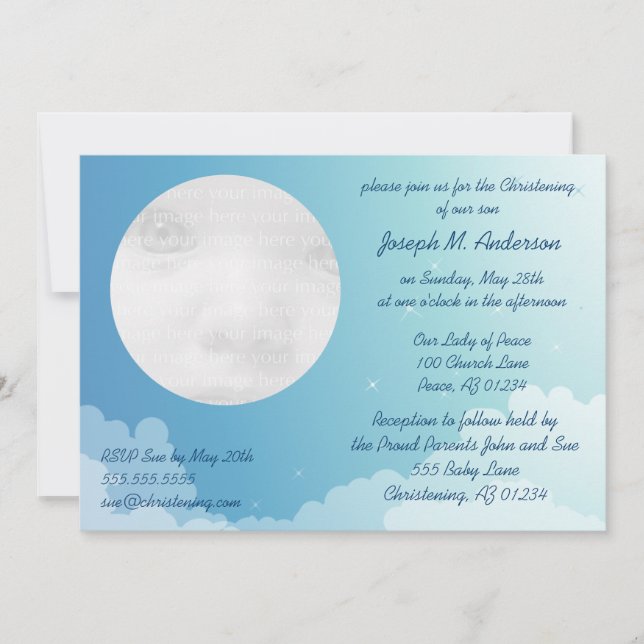 Nuit étoile bébé Christening Invitation (Devant)