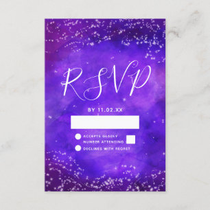 Nuit étoile Galaxy Purple Aquarelle Mariage RSVP
