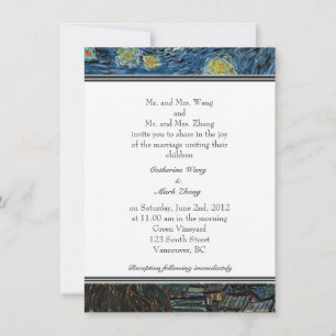 Nuit étoilée, célèbre invitation de mariage d'art 