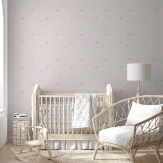 Nuit étoilée - Papier peint rose à décoller et col