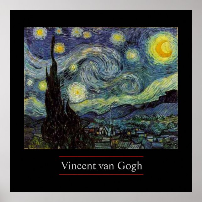 Nuit étoilée par van Gogh Poster post-impressionni (Devant)