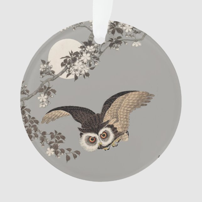Nuit Japonaise Chouette Lune Bois Coupe Flying Nig (devant)