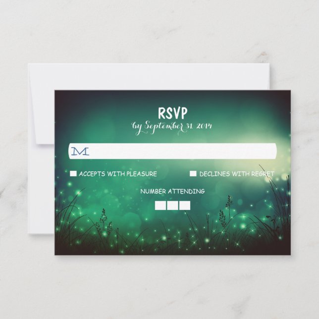 Nuit Lumières Mariage rustique Cartes RSVP (Devant)