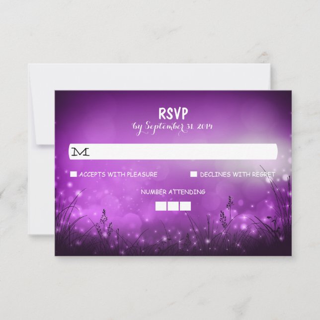 Nuit Lumières Mariage rustique Cartes RSVP (Devant)