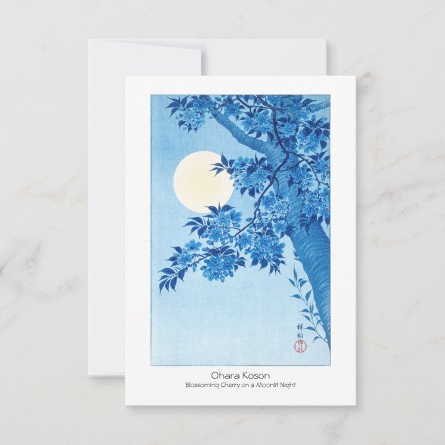 Nuit Lune de Cerise Fleurie Ohara Koson + Carte (Devant)