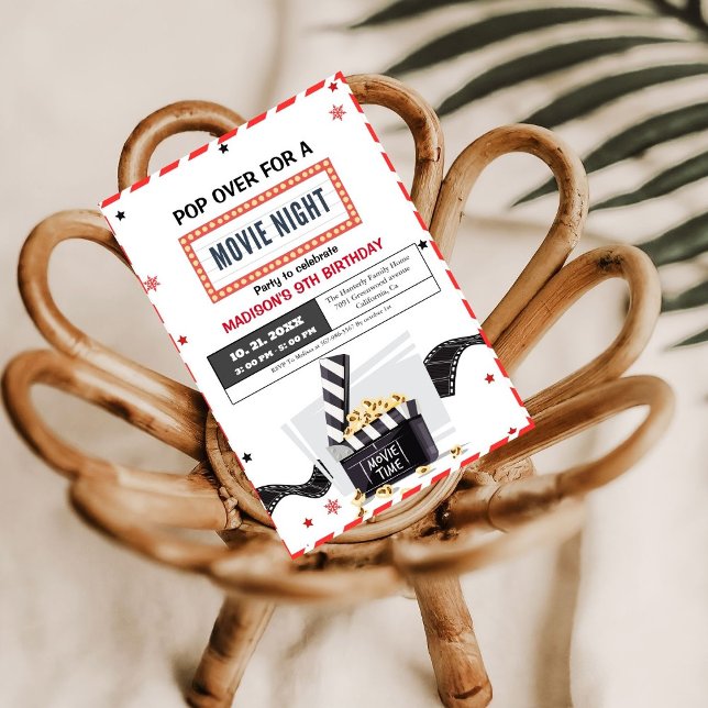Nuit Movie moderne Anniversaire Fête Invitation (Créateur téléchargé)