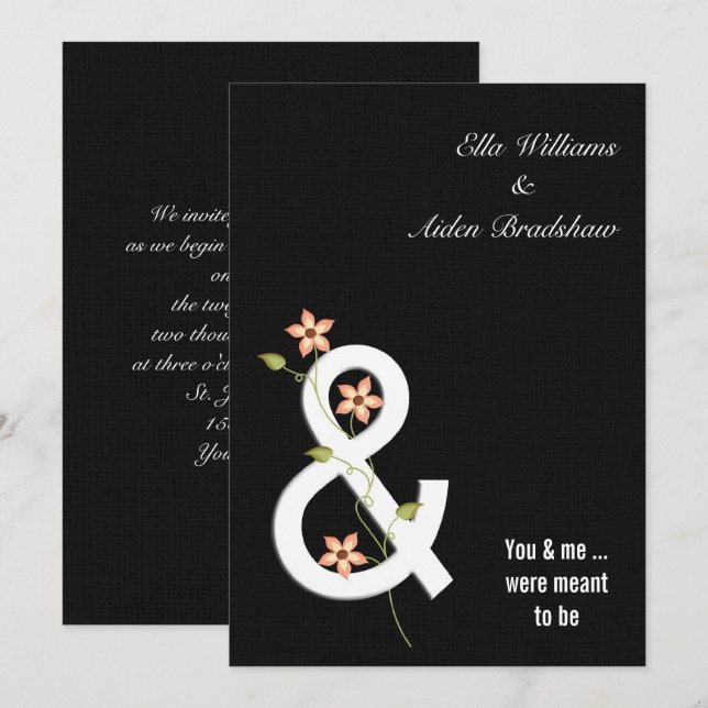 Nuit Noire moderne Mariage Invitation (Devant / Derrière)