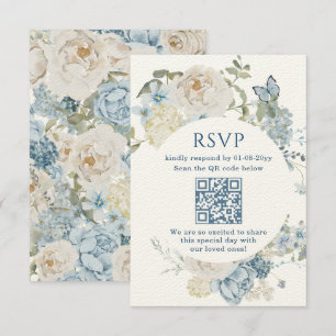 Nuit romantique bleu aquarelle Mariage floral RSVP