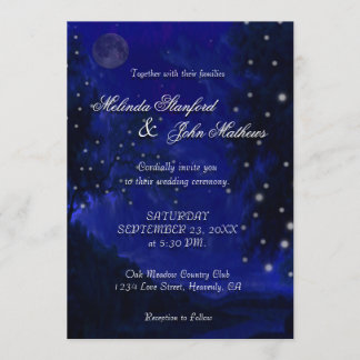 Nuit romantique bleue du faire-part de mariage |