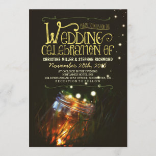 Nuit romantique lumières mason jar invitation mari