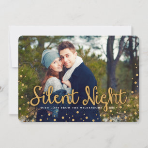 Nuit Silencieuse Joyeux Noël Carte photo de ton or