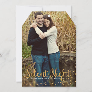 Nuit Silencieuse Joyeux Noël Carte photo de ton or