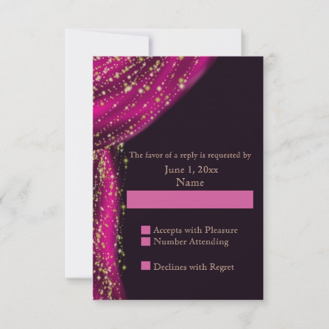 Nuits arabes Magenta & Gold Wedding RSVP (Devant)