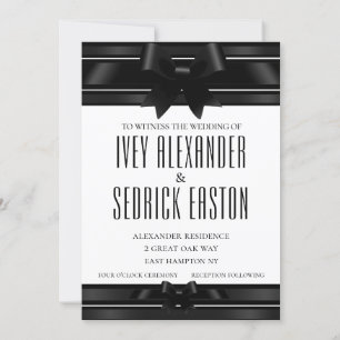 Nuits En Satin Noir & Blanc Invitation Formelle