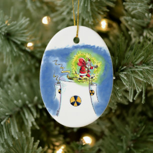 Nuked Weihnachtsmann oval keramisches Ornament
