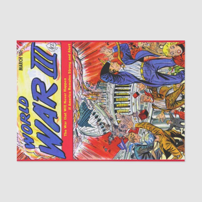 Nukleare Attacken Vintager Comic Seidenpapier (Vorderseite)