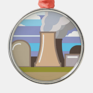 Nukleare Power-Pflanze Silbernes Ornament