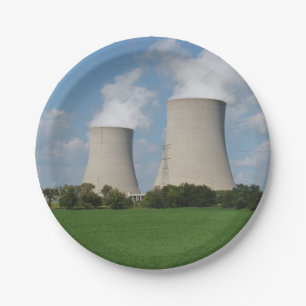 Nuklearer Power Pflanze Kühltürme Pappteller