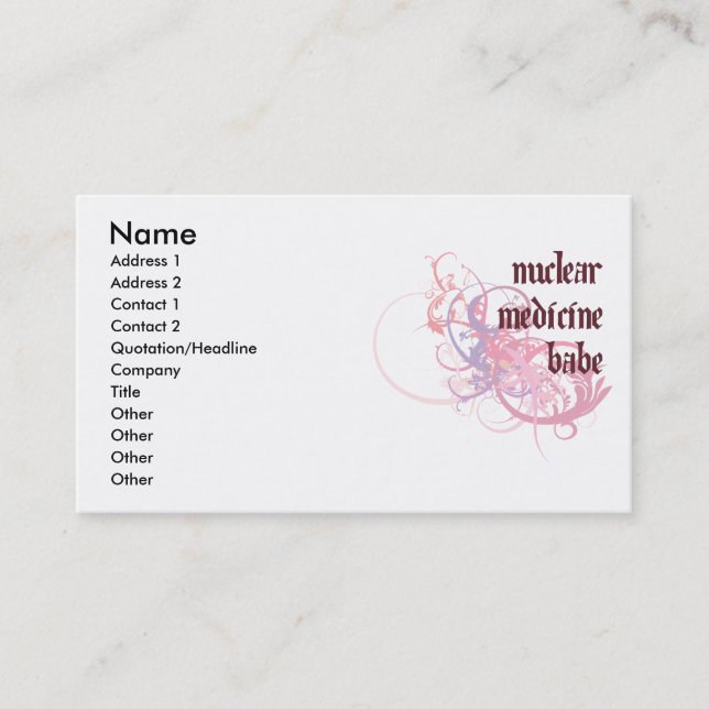 Nukleares Medizin-Baby Visitenkarte (Vorderseite)