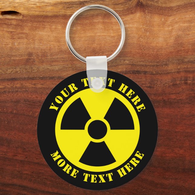 Nukleares radioaktives Symbol, schwarz und gelb Schlüsselanhänger (Vorderseite)