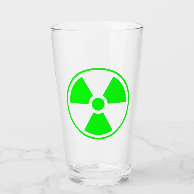 Nukleares Symbol für radioaktive Strahlung in grün Glas (Vorderseite)