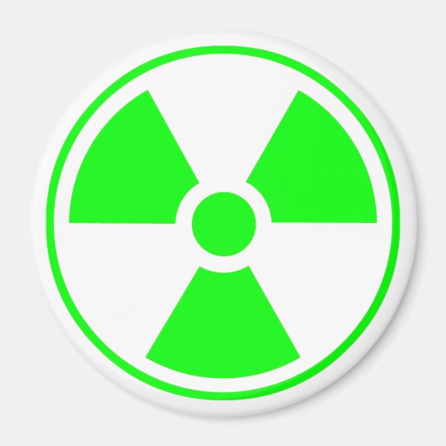 Nukleares Symbol für radioaktive Strahlung in grün Magnet (Vorne)
