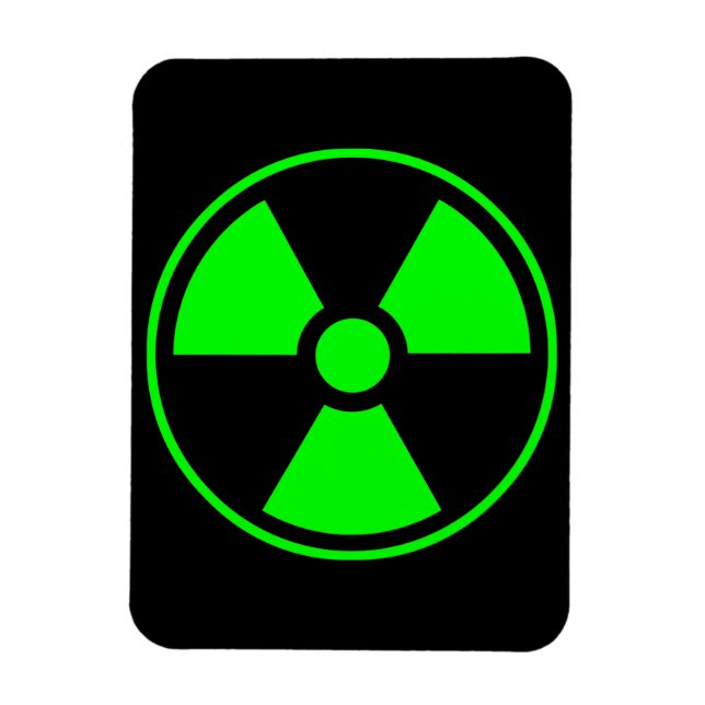 Nukleares Symbol für radioaktive Strahlung in grün Magnet (Vertikal)