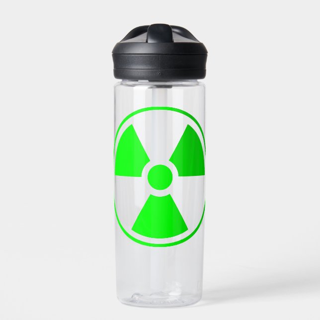 Nukleares Symbol für radioaktive Strahlung in grün Trinkflasche (Vorderseite)