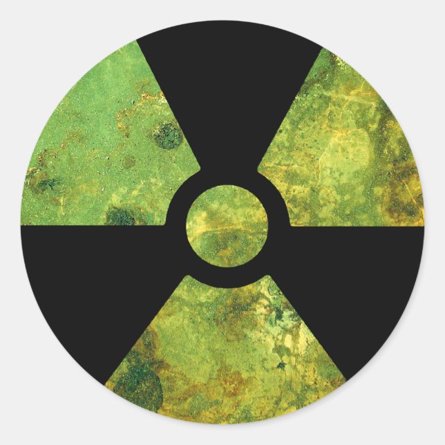 Nukleares Warnsymbol Runder Aufkleber (Vorderseite)
