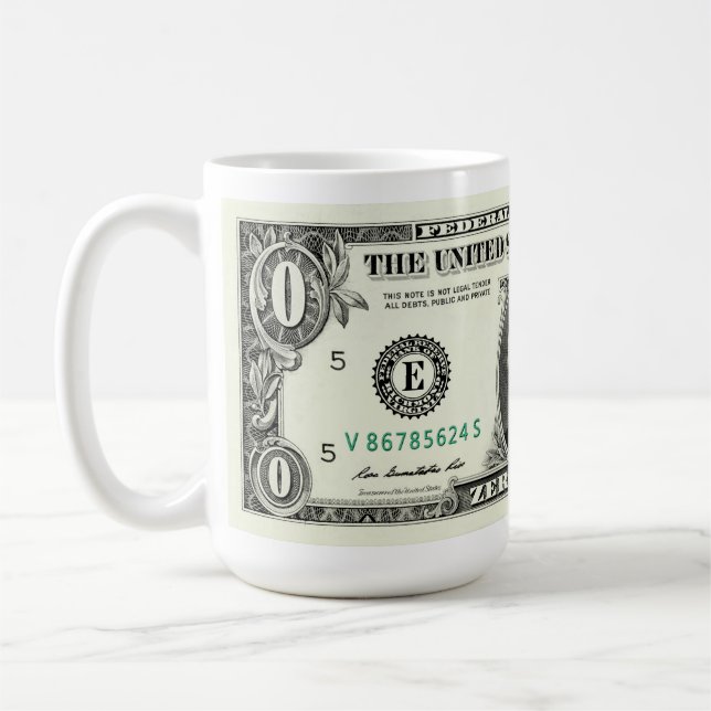 Null-Dollar-Schein Kaffeetasse (Links)