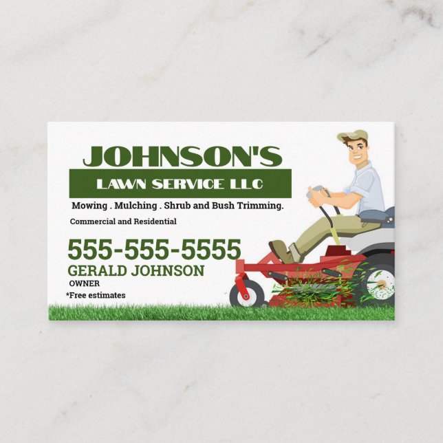 Null drehen Lawn Care Business Card Visitenkarte (Vorderseite)