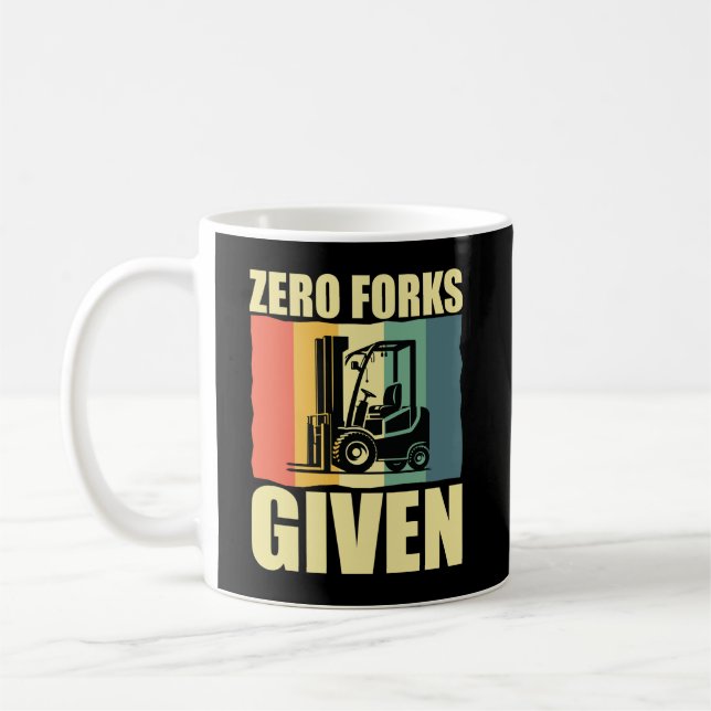 Null Gabel mit lustigem Gabelstaplerpuffer Kaffeetasse (Links)