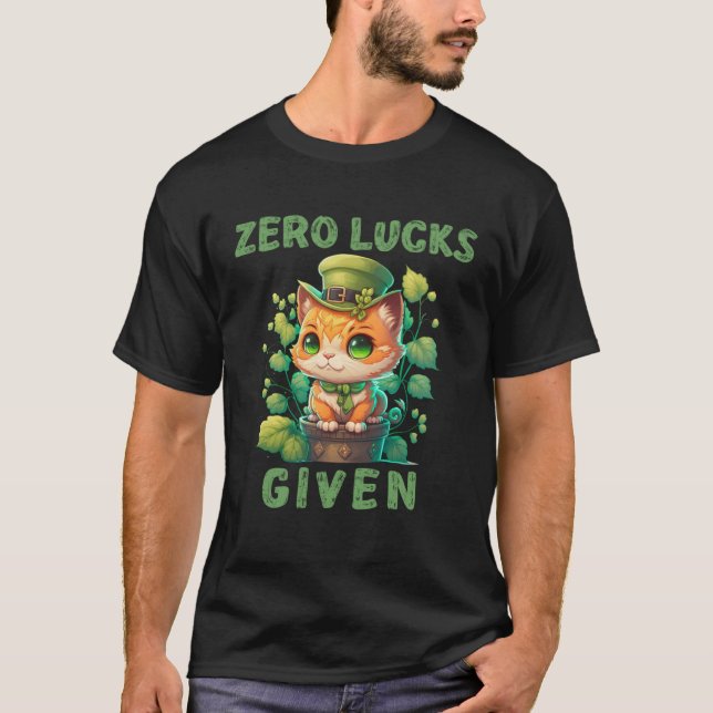 Null Glück gegeben  Süße Katze St. Patricks Day Pa T-Shirt (Vorderseite)