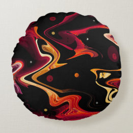 Null Gravity-Malerei Abstrakt in Orange und Black Rundes Kissen