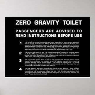 Null Gravity Toilet weißer Text Poster